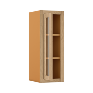 12" Wide Glass Ready Inset Oak Shaker Wall Cabinet - Single Door 9" to 42" Tall - Special Order