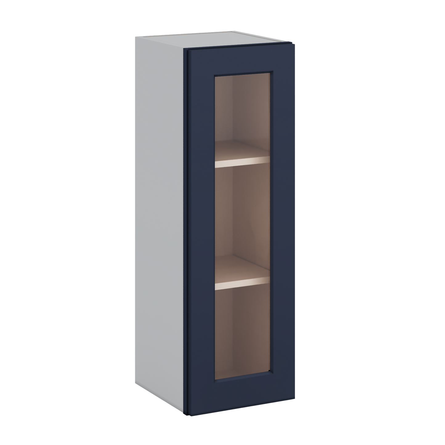 36" Tall NB29 Naval Blue Shaker 1-1/4" Overlay Glass Ready Wall Cabinet - Single Door 9", 12", 15", 18", 21"