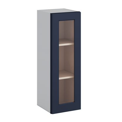 36" Tall NB29 Naval Blue Shaker 1-1/4" Overlay Glass Ready Wall Cabinet - Single Door 9", 12", 15", 18", 21"