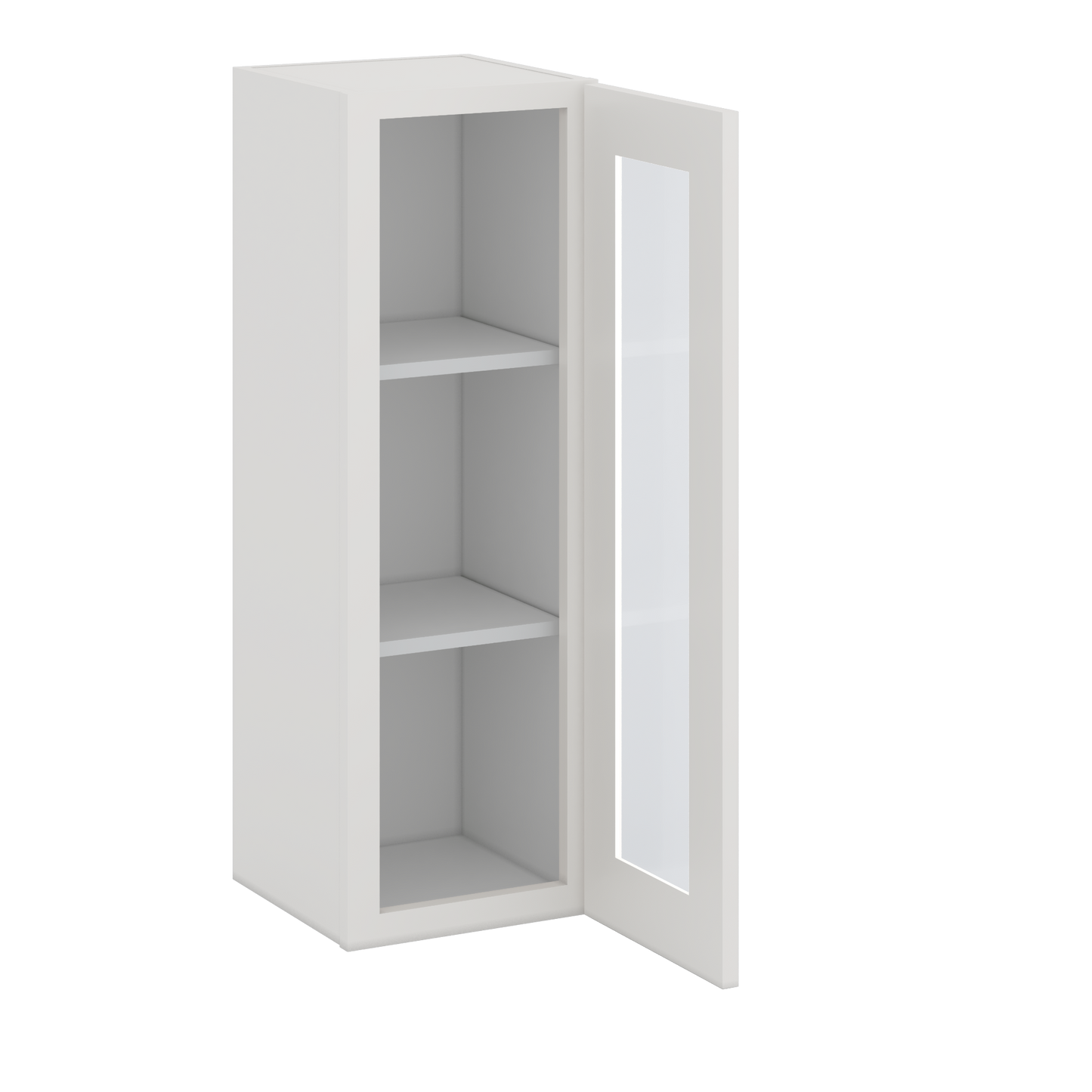 36" Tall 2WS White Shaker 1-1/4" Overlay Glass Ready Wall Cabinet - Single Door 9", 12", 15", 18", 21"