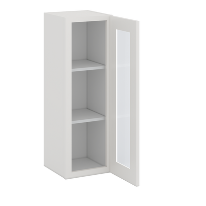 36" Tall 2WS White Shaker 1-1/4" Overlay Glass Ready Wall Cabinet - Single Door 9", 12", 15", 18", 21"
