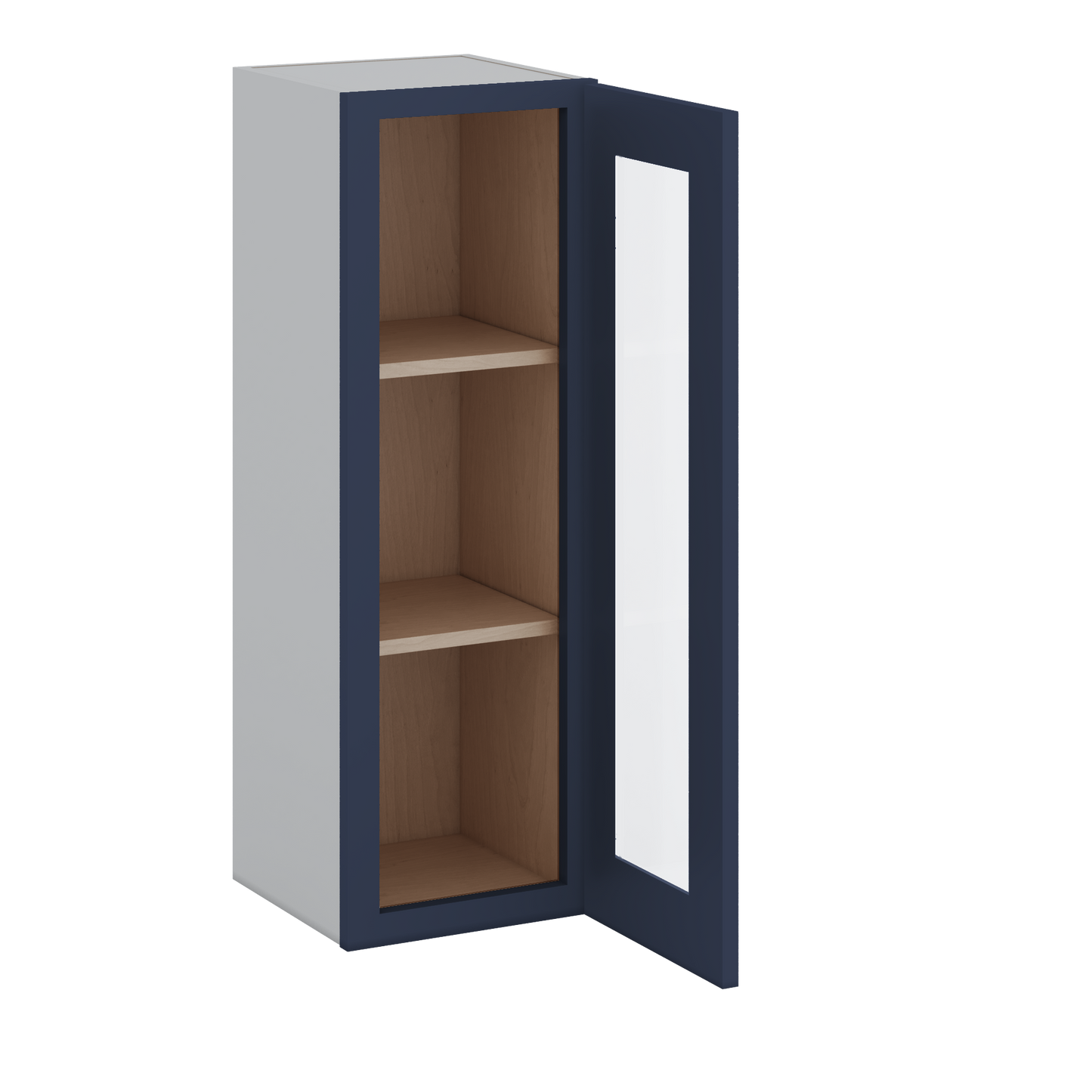 36" Tall NB29 Naval Blue Shaker 1-1/4" Overlay Glass Ready Wall Cabinet - Single Door 9", 12", 15", 18", 21"