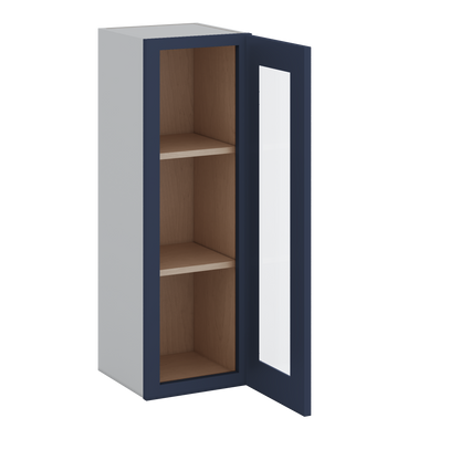 36" Tall NB29 Naval Blue Shaker 1-1/4" Overlay Glass Ready Wall Cabinet - Single Door 9", 12", 15", 18", 21"