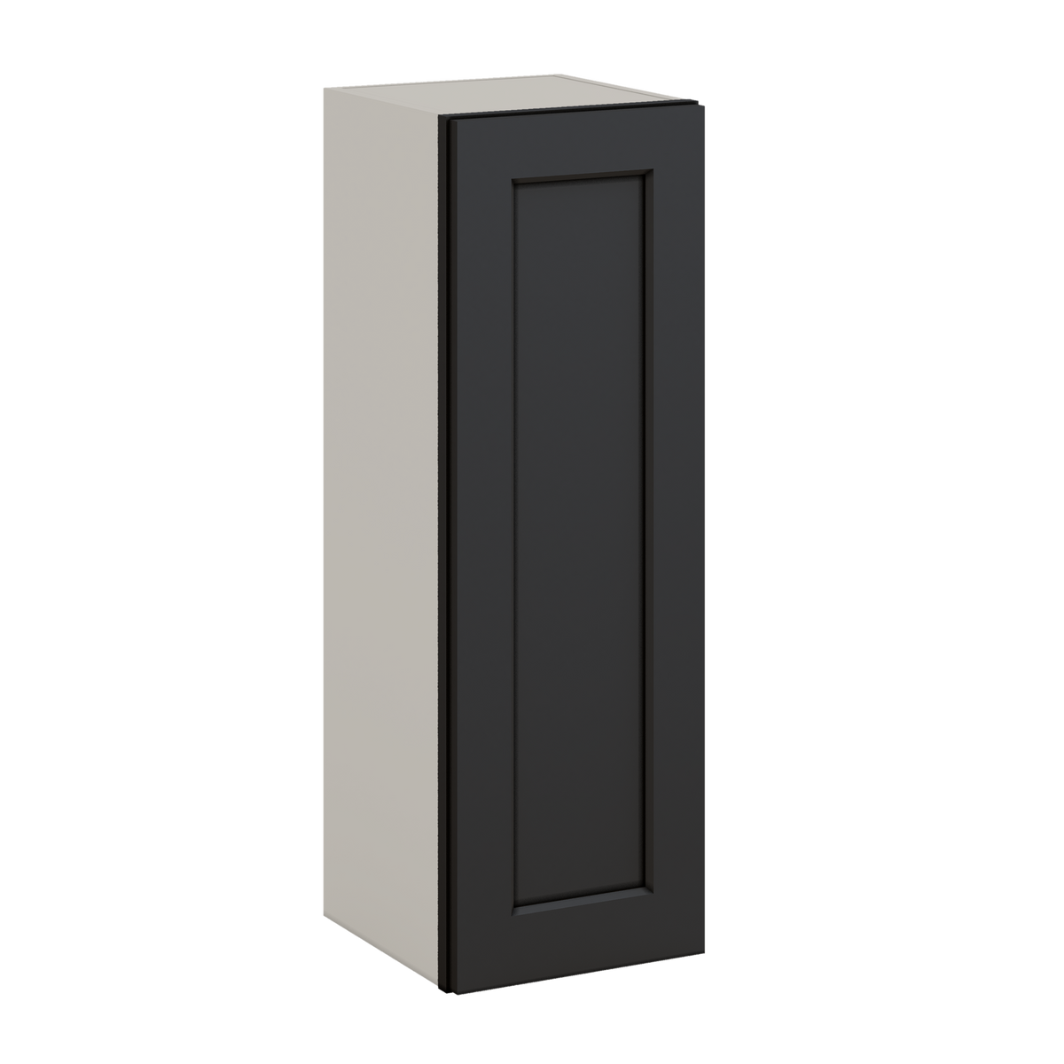36" Tall 15HNS Hermosa Noir Black Shaker 1-1/4" Overlay Wall Cabinet - Single Door 9", 12", 15", 18", 21"