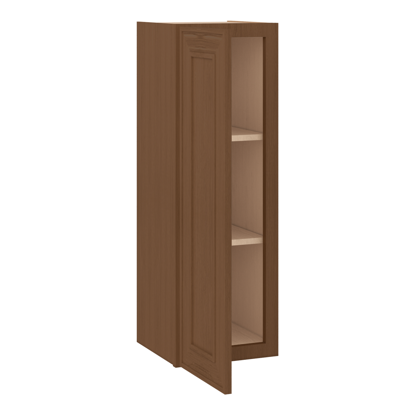 36" Tall Single Door 9", 12", 15", 18" & 21" Mocha Elegant Oak 1-1/4" Overlay Shaker Wall Cabinet