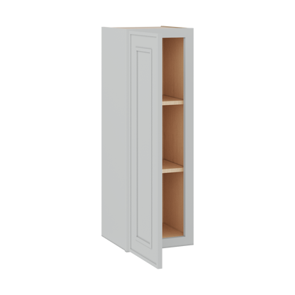 36" Tall Single Door 9", 12", 15", 18" & 21" White Elegant Oak 1-1/4" Overlay Shaker Wall Cabinet