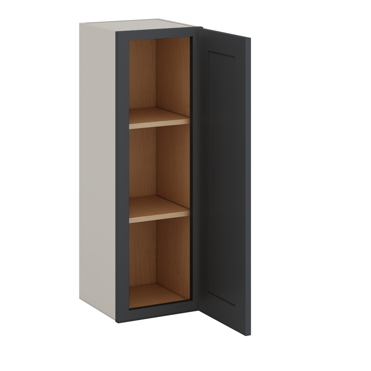 36" Tall 15HNS Hermosa Noir Black Shaker 1-1/4" Overlay Wall Cabinet - Single Door 9", 12", 15", 18", 21"
