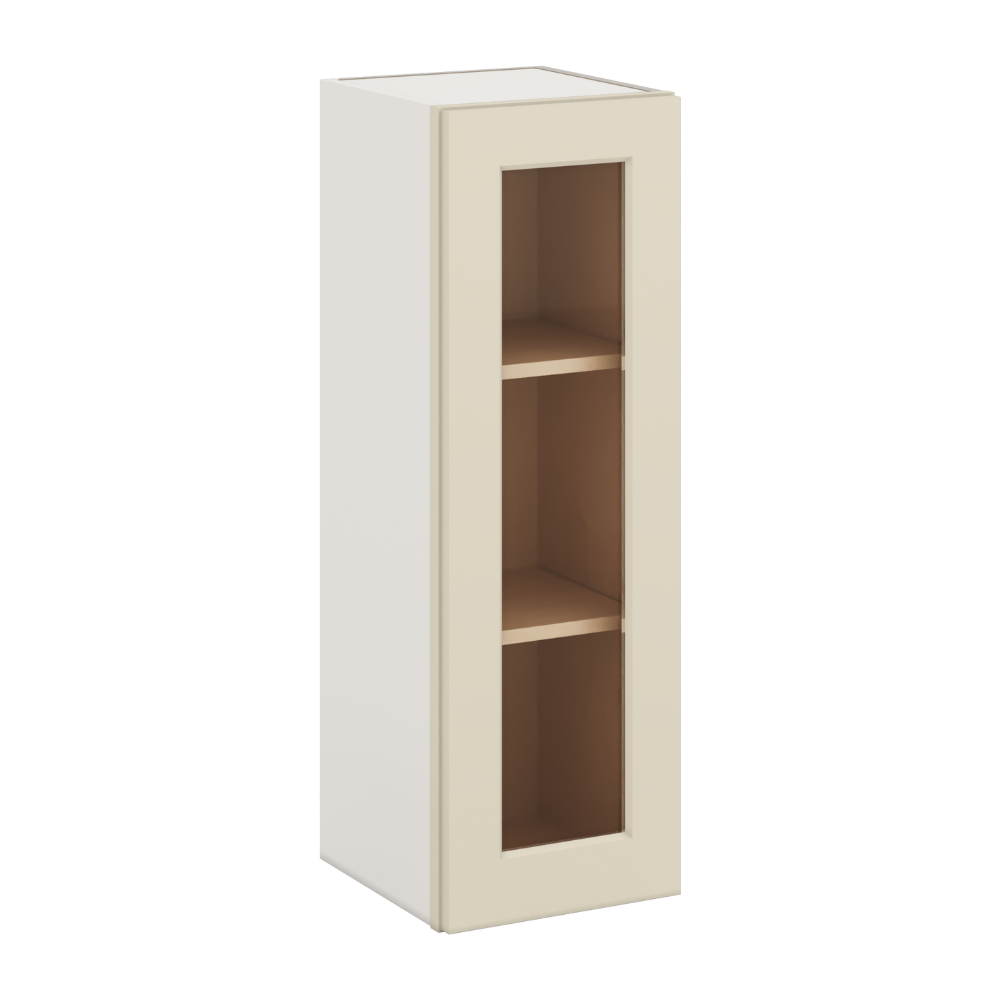 36" Tall Manhattan Cream Shaker 1-1/4" Overlay Glass Ready Wall Cabinet - Single Door 9", 12", 15", 18", 21"