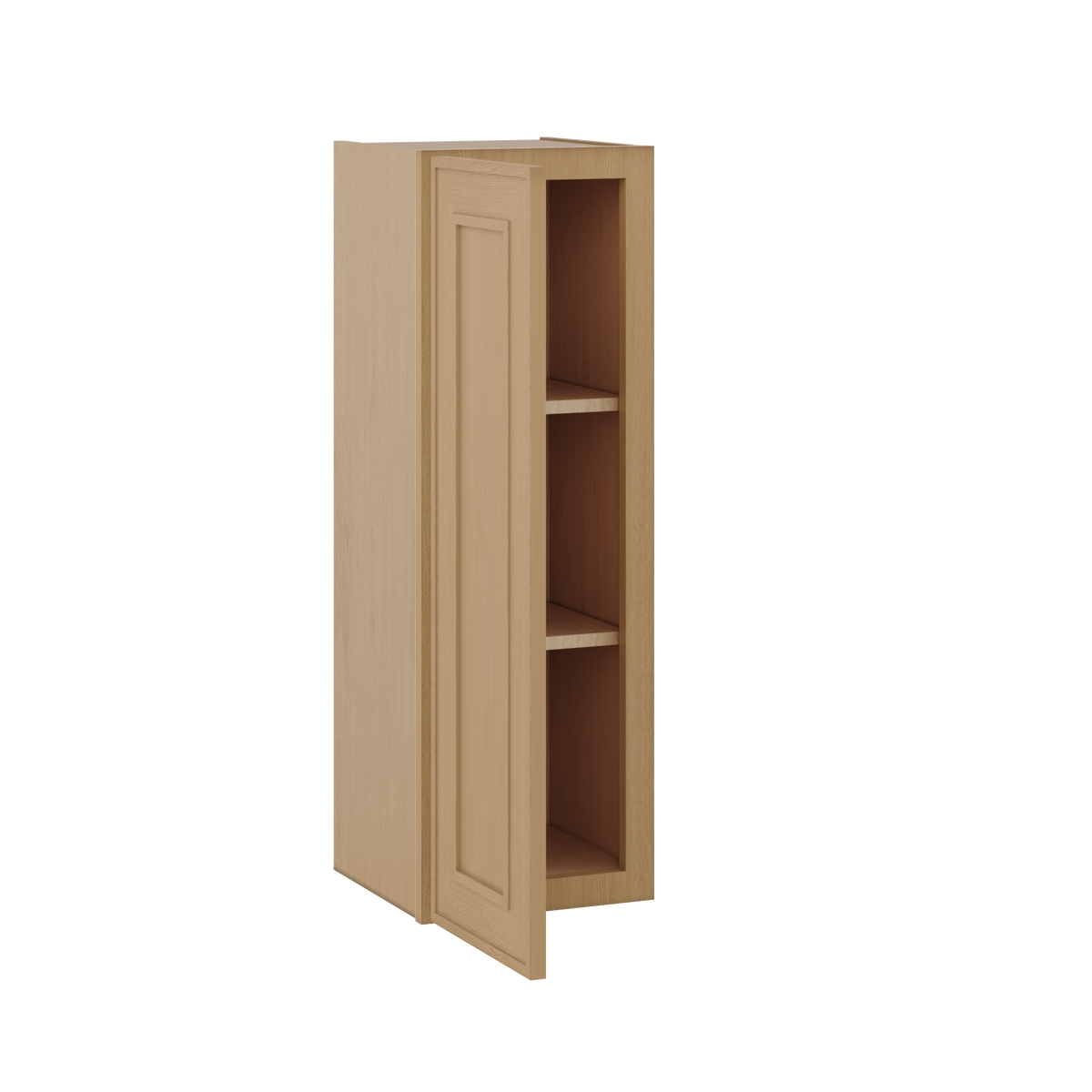 Natural oak elegant craftsman shaker single-door wall 9"–36" rta kitchen cabinet – installed kitchen view