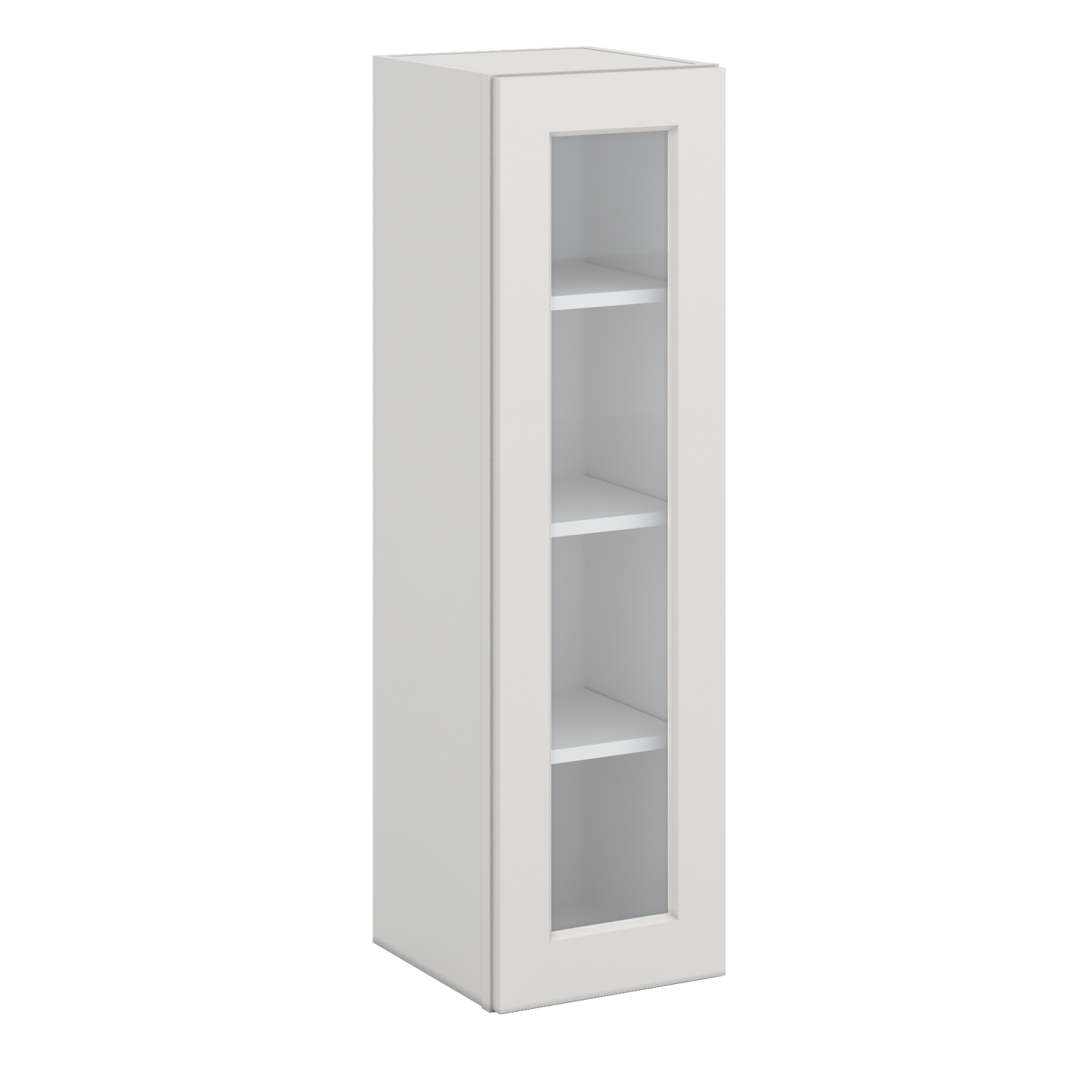 42" Tall 2WS White Shaker 1-1/4" Overlay Glass Ready Wall Cabinet - Single Door 9", 12", 15", 18", 21"