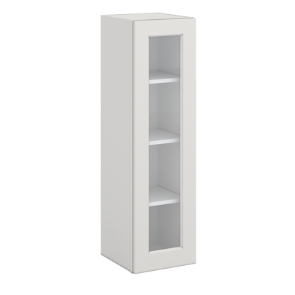 42" Tall 2WS White Shaker 1-1/4" Overlay Glass Ready Wall Cabinet - Single Door 9", 12", 15", 18", 21"