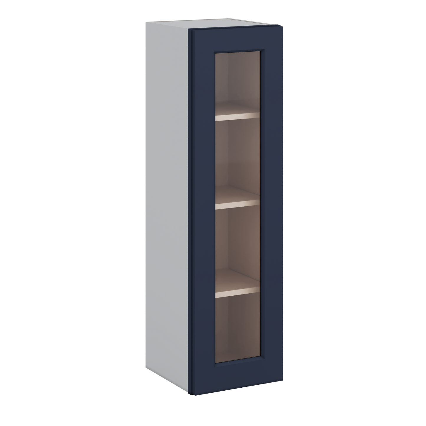 42" Tall NB29 Naval Blue Shaker 1-1/4" Overlay Glass Ready Wall Cabinet - Single Door 9", 12", 15", 18", 21"