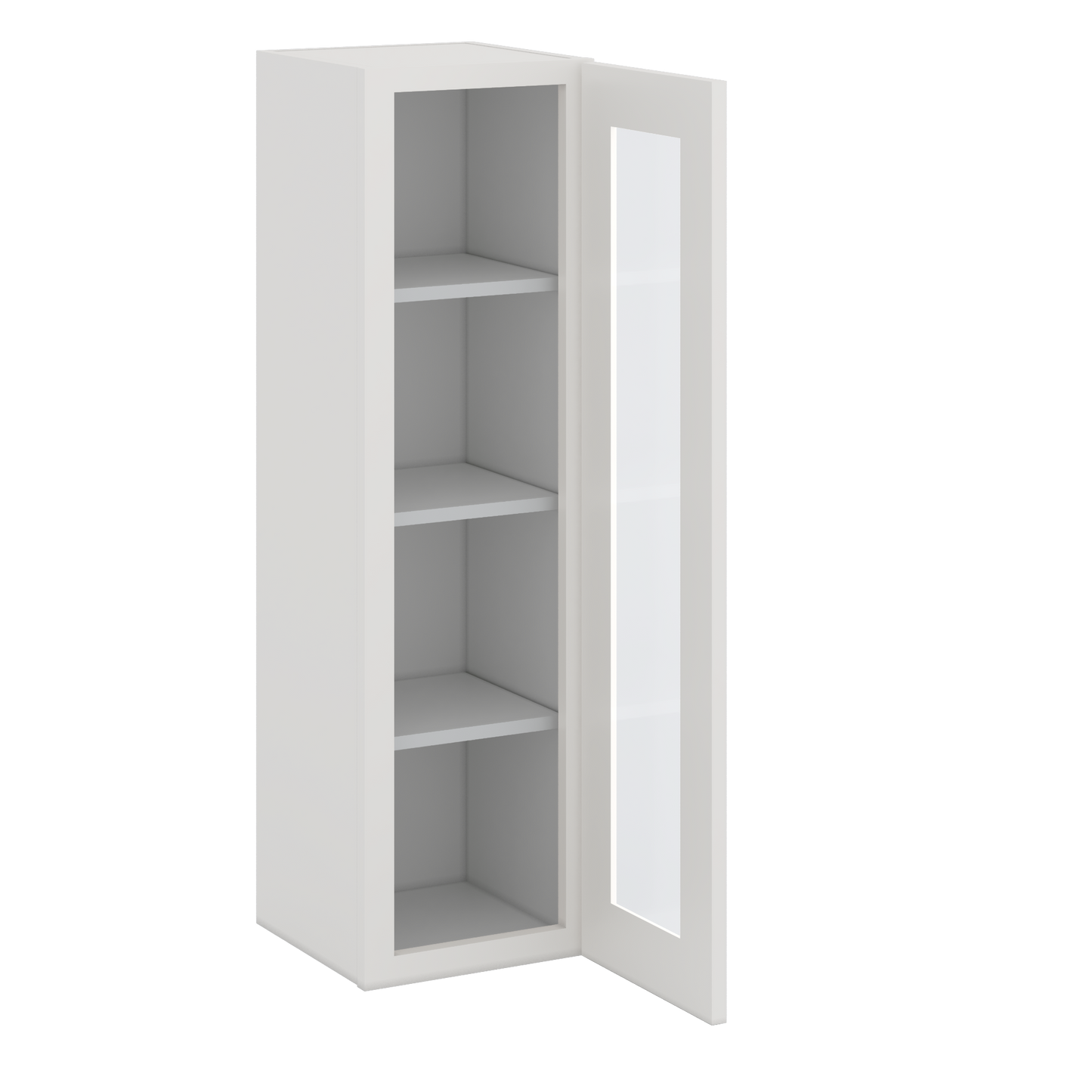 42" Tall 2WS White Shaker 1-1/4" Overlay Glass Ready Wall Cabinet - Single Door 9", 12", 15", 18", 21"
