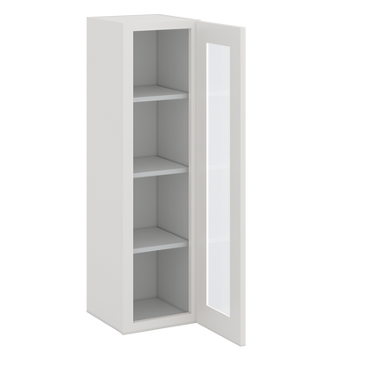 42" Tall 2WS White Shaker 1-1/4" Overlay Glass Ready Wall Cabinet - Single Door 9", 12", 15", 18", 21"