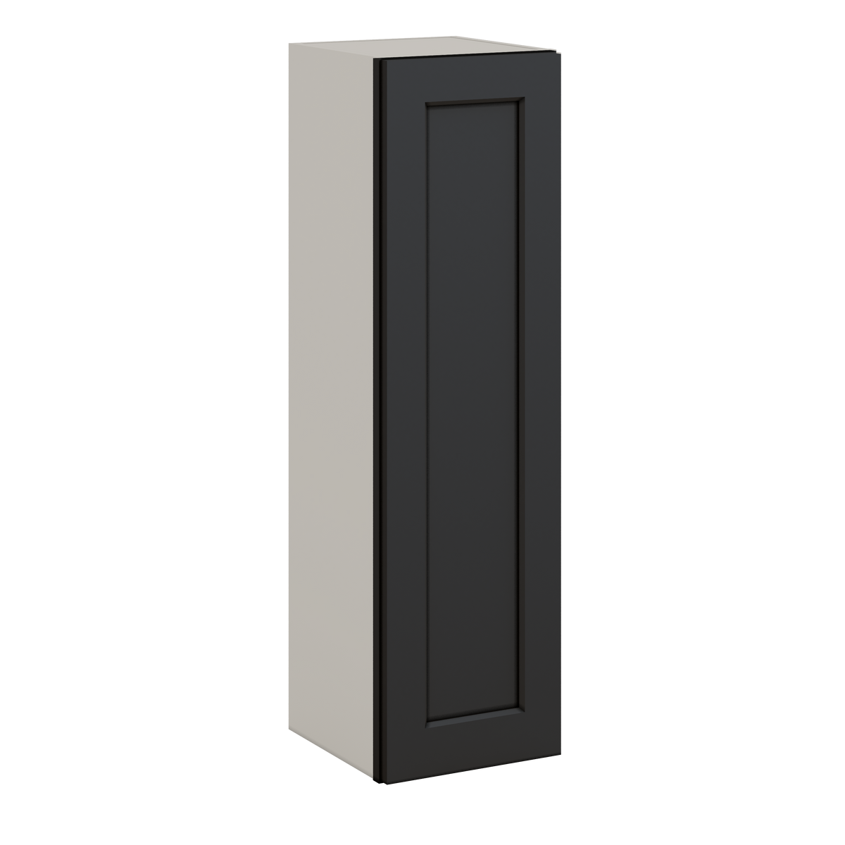 42" Tall 15HNS Hermosa Noir Black Shaker 1-1/4" Overlay Wall Cabinet - Single Door 9", 12", 15", 18", 21"