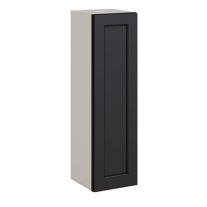 42" Tall 15HNS Hermosa Noir Black Shaker 1-1/4" Overlay Wall Cabinet - Single Door 9", 12", 15", 18", 21"