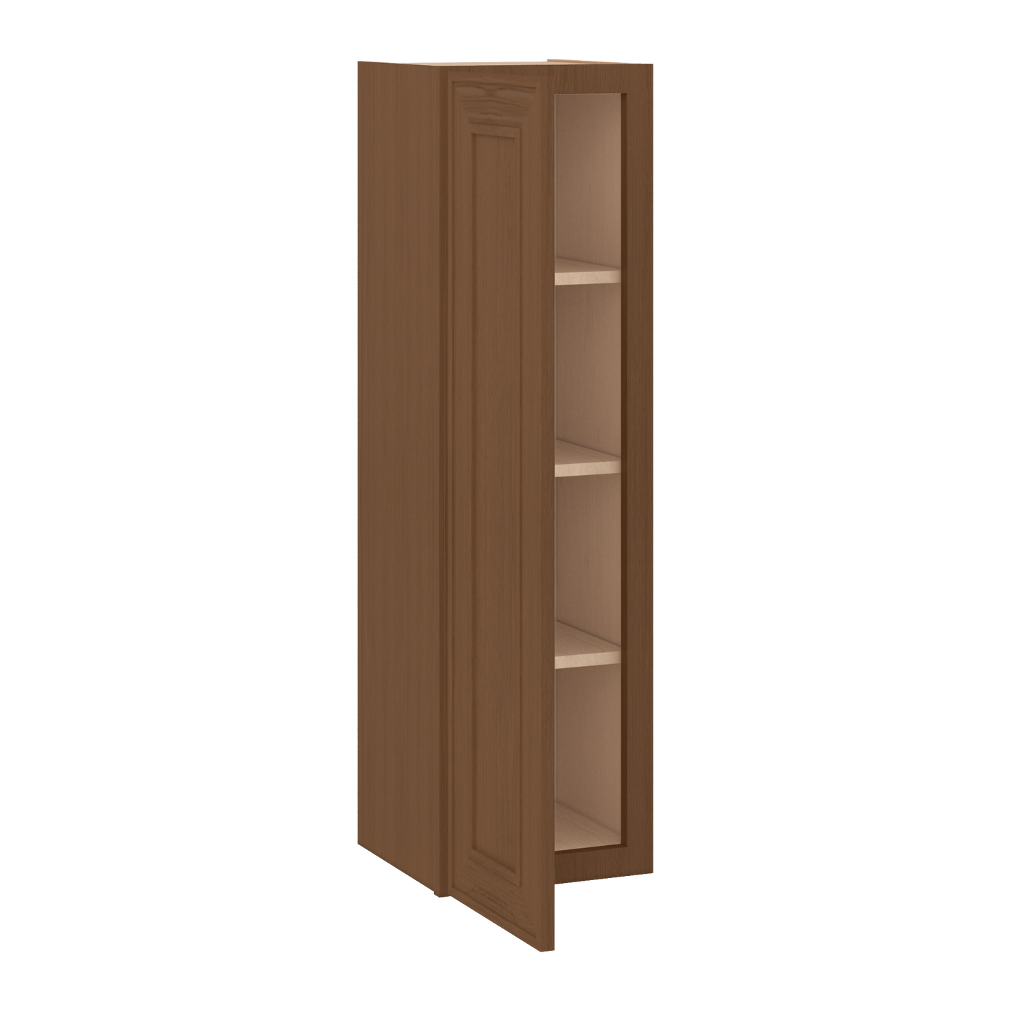 42" Tall Single Door 9", 12", 15", 18" & 21" Elegant Craftsman Mocha Shaker 1-1/4" Overlay Wall Cabinet