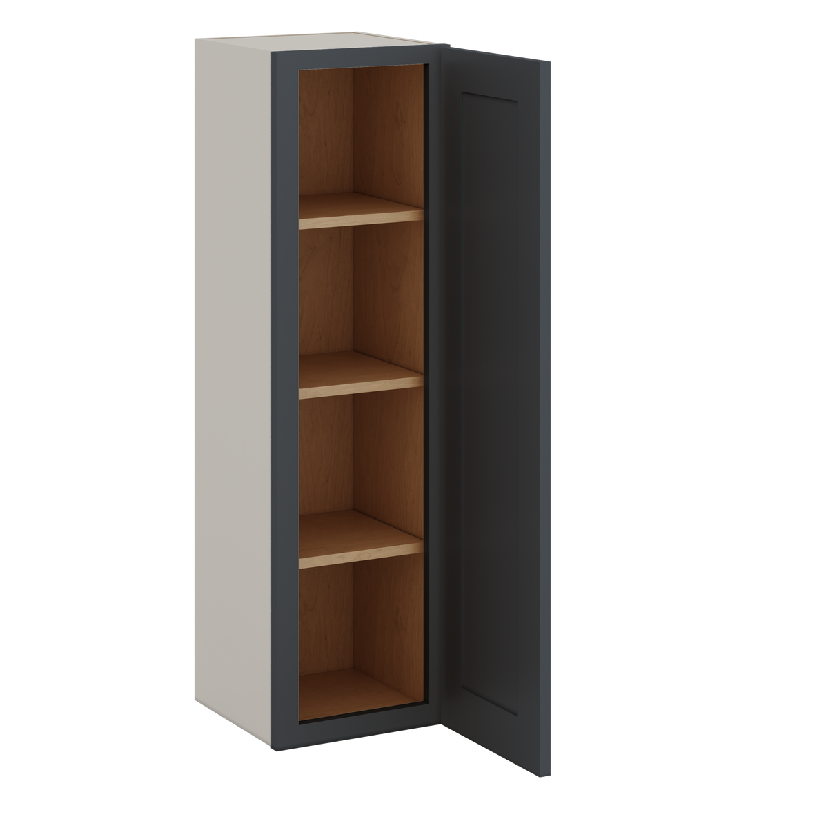 42" Tall 15HNS Hermosa Noir Black Shaker 1-1/4" Overlay Wall Cabinet - Single Door 9", 12", 15", 18", 21"