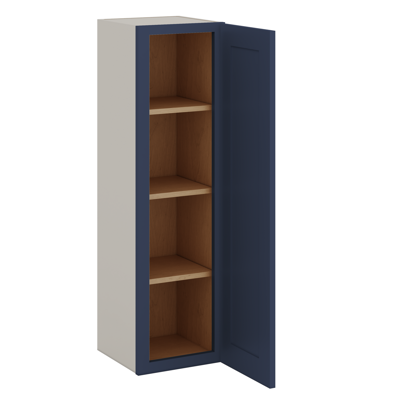42" Tall NB29 Naval Blue Shaker 1-1/4" Overlay Wall Cabinet - Single Door 9", 12", 15", 18", 21"