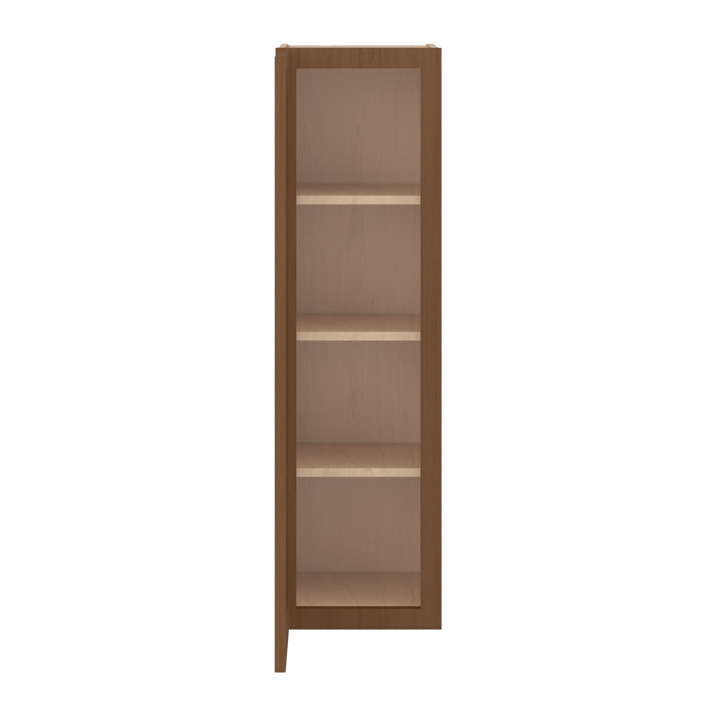 42" Tall Single Door 9", 12", 15", 18" & 21" Elegant Craftsman Mocha Shaker 1-1/4" Overlay Wall Cabinet