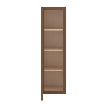 42" Tall Single Door 9", 12", 15", 18" & 21" Elegant Craftsman Mocha Shaker 1-1/4" Overlay Wall Cabinet