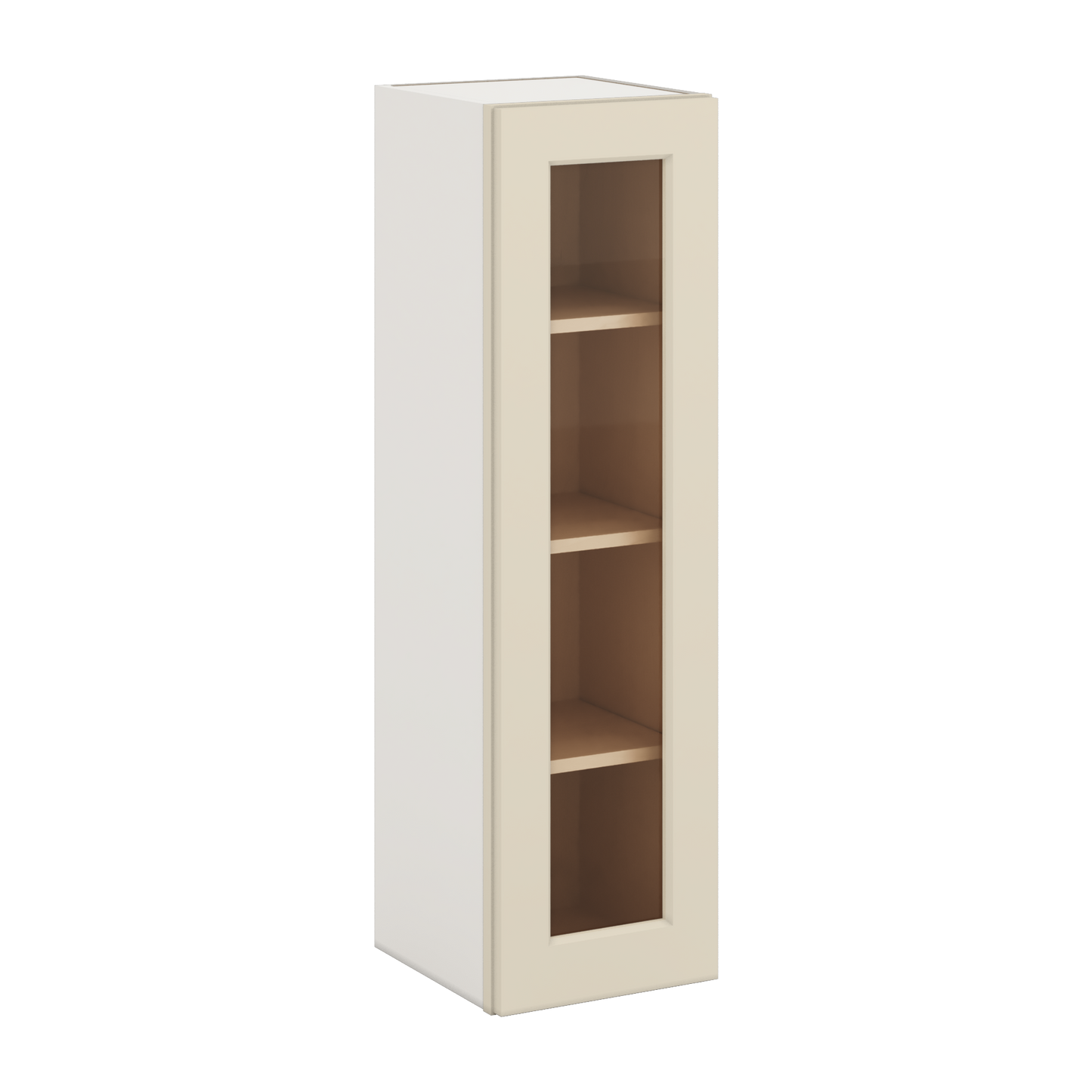 42" Tall Manhattan Cream Shaker 1-1/4" Overlay Glass Ready Wall Cabinet - Single Door 9", 12", 15", 18", 21"