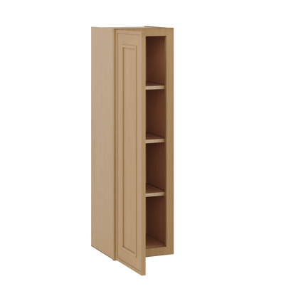Natural oak elegant craftsman shaker single-door wall 9"–42" rta kitchen cabinet – dimension diagram