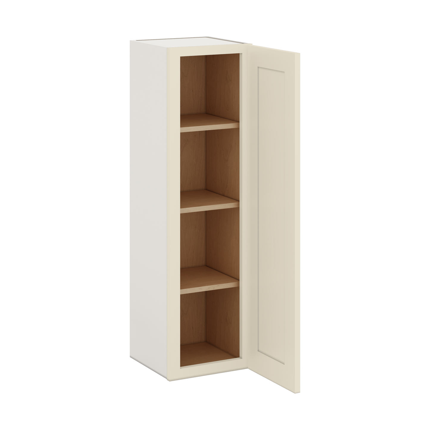 42" Tall Manhattan Cream Shaker 1-1/4" Overlay Wall Cabinet - Single Door 9", 12", 15", 18", 21"