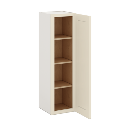 42" Tall Manhattan Cream Shaker 1-1/4" Overlay Wall Cabinet - Single Door 9", 12", 15", 18", 21"