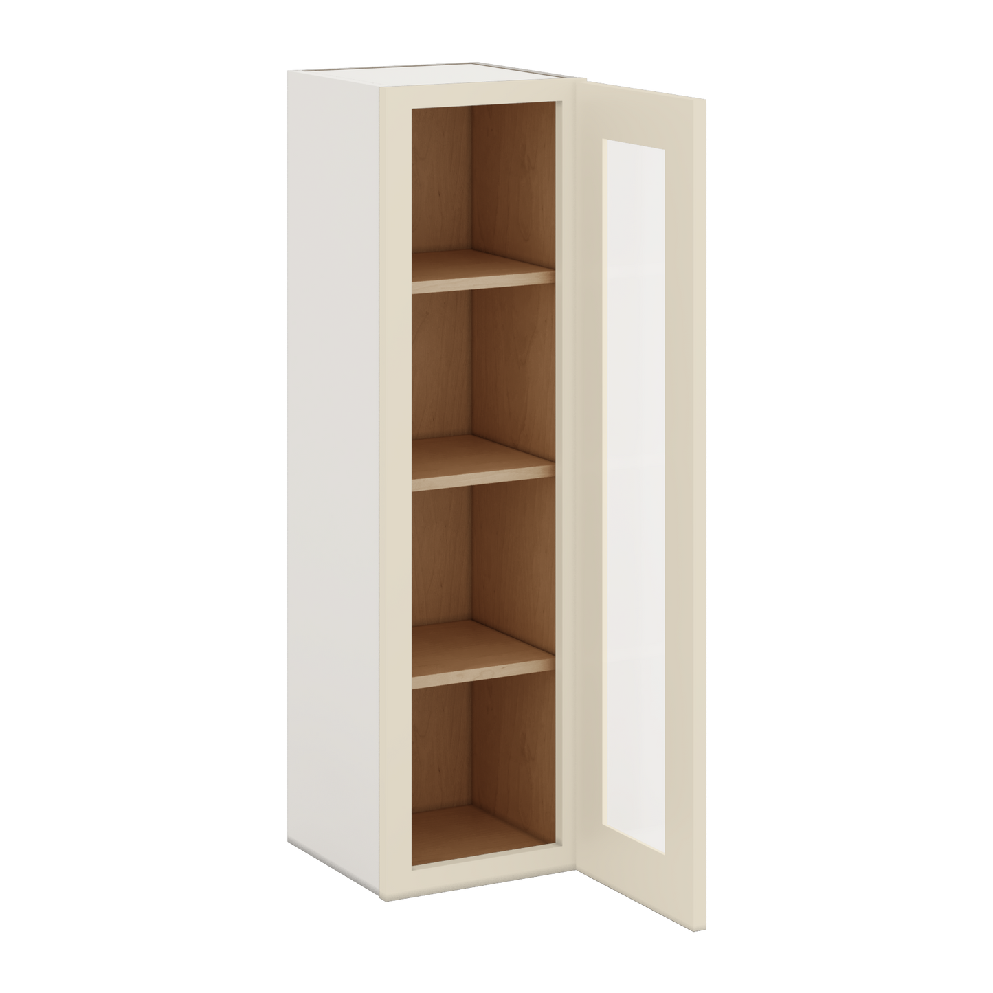 42" Tall Manhattan Cream Shaker 1-1/4" Overlay Glass Ready Wall Cabinet - Single Door 9", 12", 15", 18", 21"