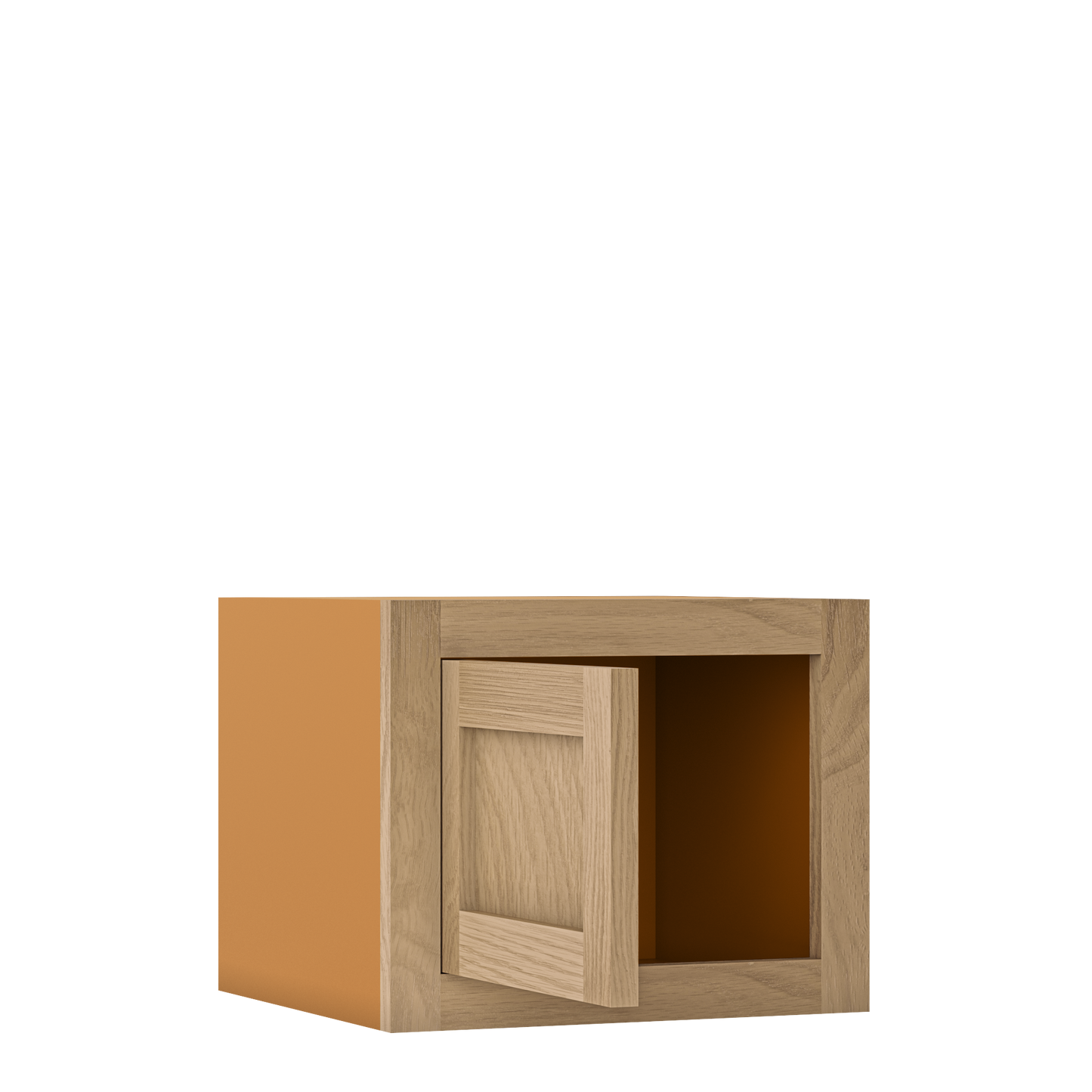 12" Tall Inset Oak Shaker Wall Cabinet - Single Door 9" to 21" Wide - Special Order