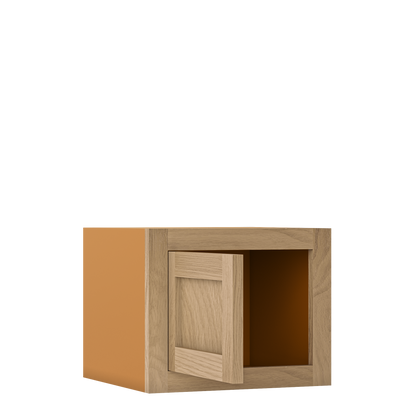 12" Tall Inset Oak Shaker Wall Cabinet - Single Door 9" to 21" Wide - Special Order