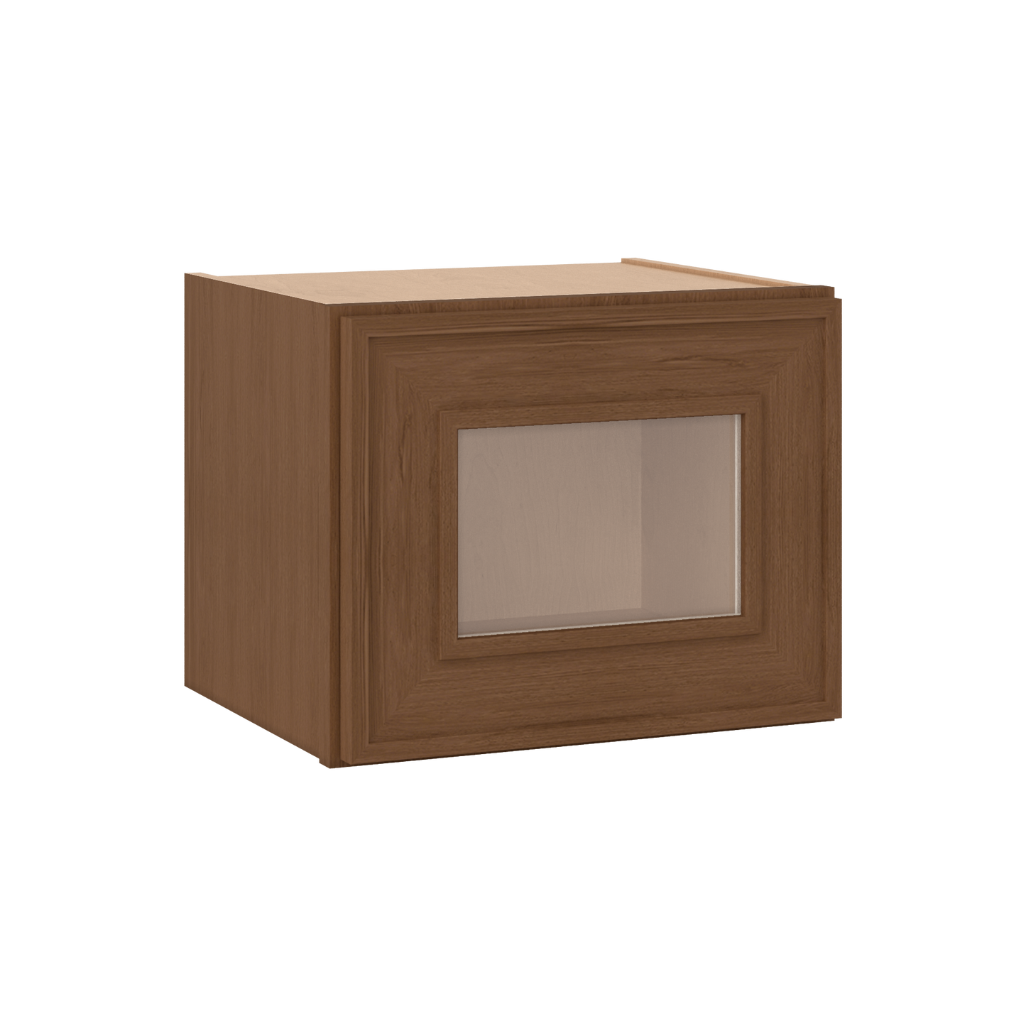 12" Tall 12" Deep - 12", 15", 18", 21", 24", 27", 30", 33" & 36" Wide Glass Door Stacker | Wall Mocha Elegant Oak Craftsman Shaker 1-1/4" Overlay Wall Cabinet