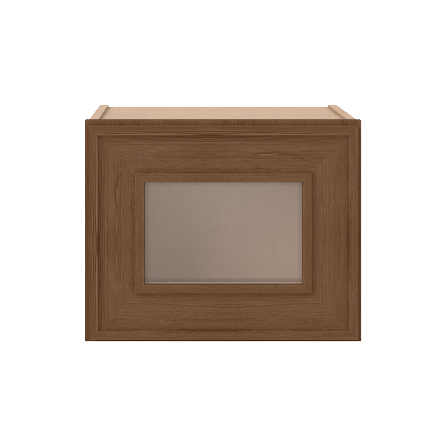 12" Tall 12" Deep - 12", 15", 18", 21", 24", 27", 30", 33" & 36" Wide Glass Door Stacker | Wall Mocha Elegant Oak Craftsman Shaker 1-1/4" Overlay Wall Cabinet
