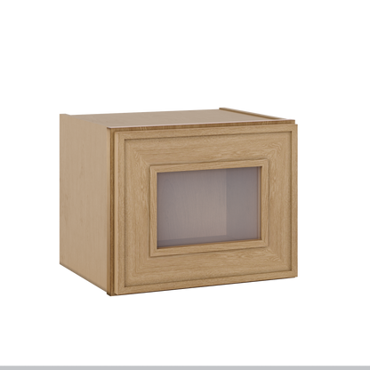 12" Tall 12" Deep Glass Door Stacker | Wall Elegant Oak Craftsman Shaker 1-1/4" Overlay Wall Cabinet -  12", 15", 18", 21", 24", 27", 30", 33" & 36" Wide