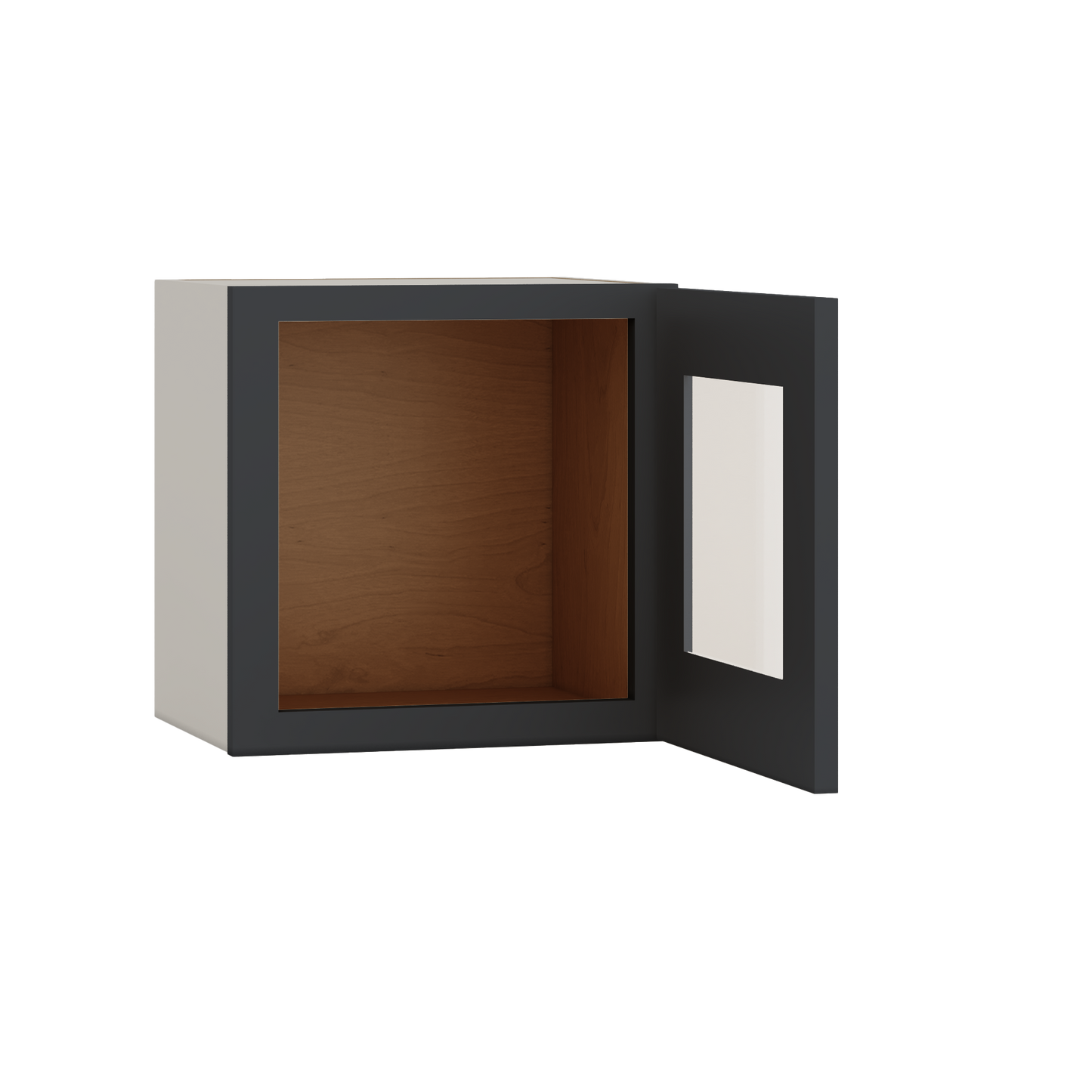 15" Tall 15HNS Hermosa Noir Black Shaker Stackable Glass Ready Wall Cabinet - Single Door 9", 12", 15", 18" & 21" Wide