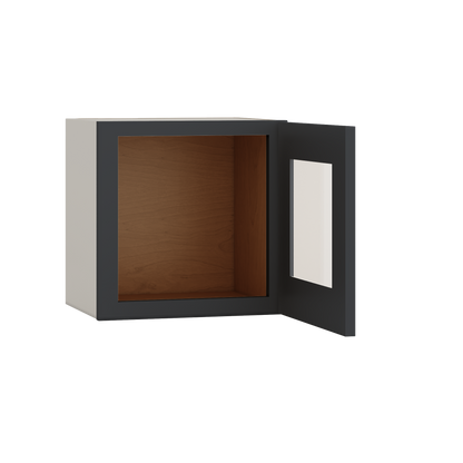 15" Tall 15HNS Hermosa Noir Black Shaker Stackable Glass Ready Wall Cabinet - Single Door 9", 12", 15", 18" & 21" Wide