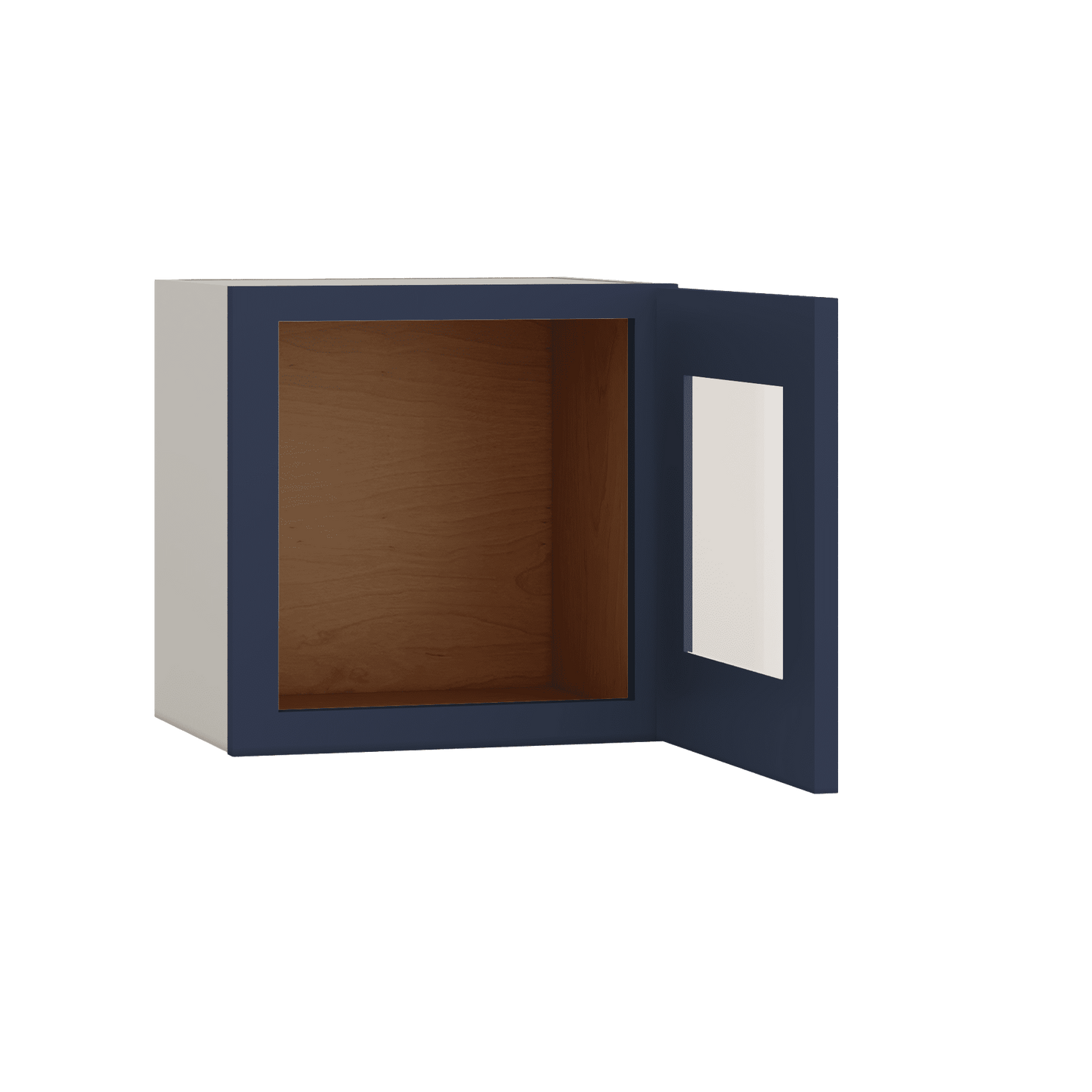 15" Tall NB29-Naval Blue Shaker Stackable Glass Ready Wall Cabinet - Single Door 9", 12", 15", 18" & 21" Wide