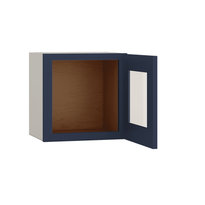 15" Tall NB29-Naval Blue Shaker Stackable Glass Ready Wall Cabinet - Single Door 9", 12", 15", 18" & 21" Wide