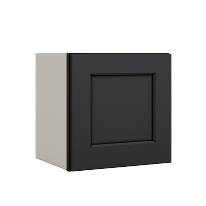 15" Tall 15HNS Hermosa Noir Black Shaker Stackable Wall Cabinet - Single Door 9", 12", 15", 18" & 21" Wide