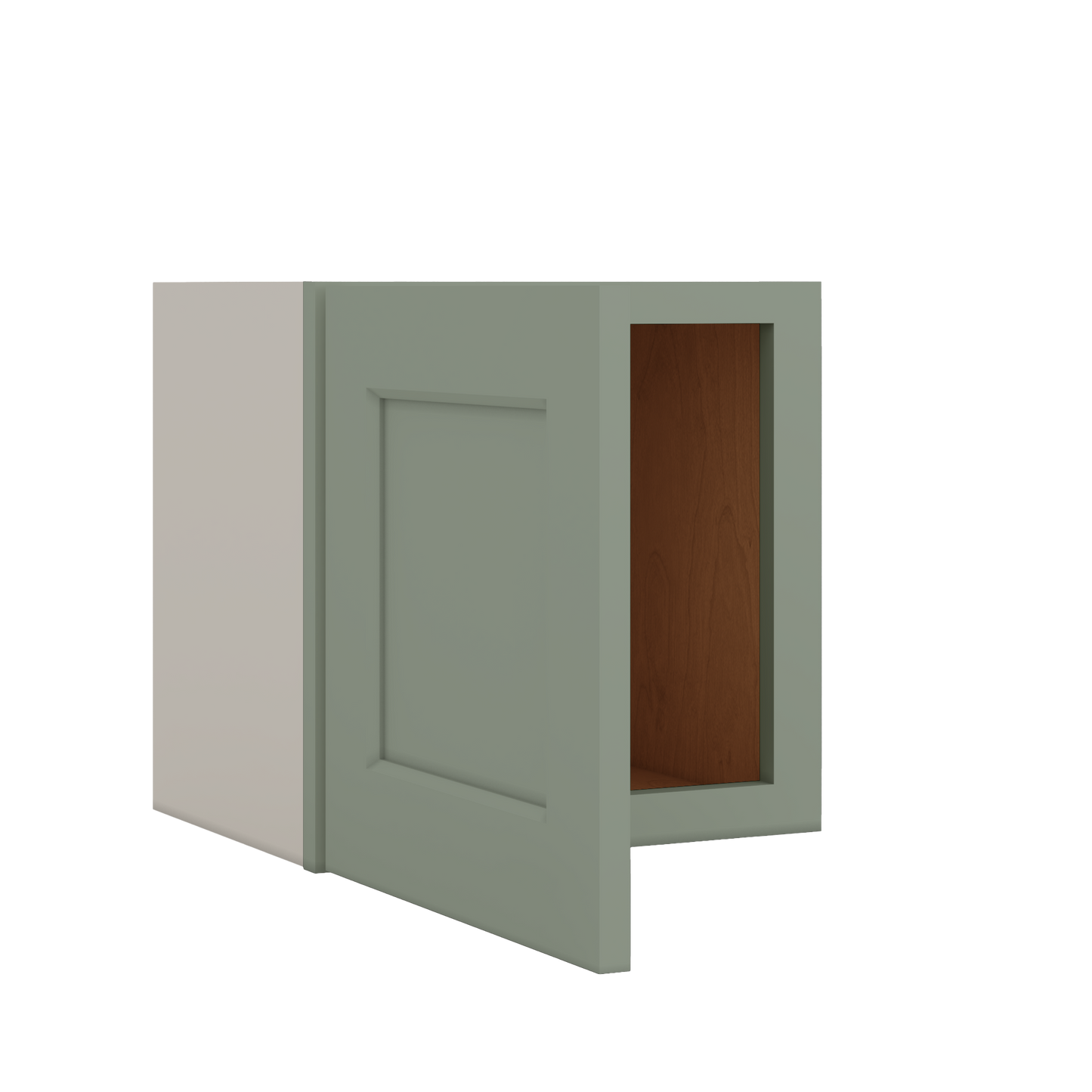 Stackable Wall Cabinet - Single Door 9", 12", 15", 18" & 21" Wide Green Shaker