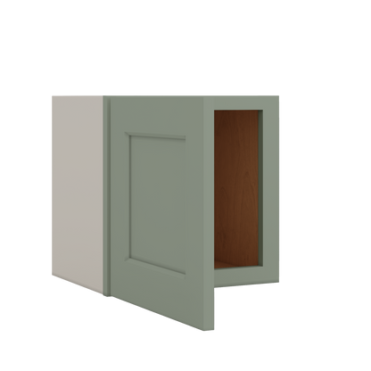 Stackable Wall Cabinet - Single Door 9", 12", 15", 18" & 21" Wide Green Shaker