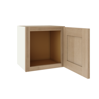15" Tall x 12" Deep Stacker /  Upper Natural Color 17ROS - Redondo White Oak Shaker 1-1/4" Overlay Wall Cabinet