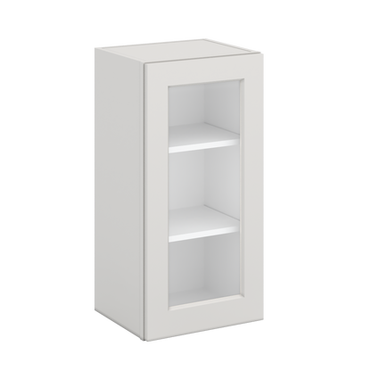 30" Tall 2WS White Shaker 1-1/4" Overlay  Glass Ready Wall Cabinet - Single Door 9", 12", 15", 18", 21" WIde