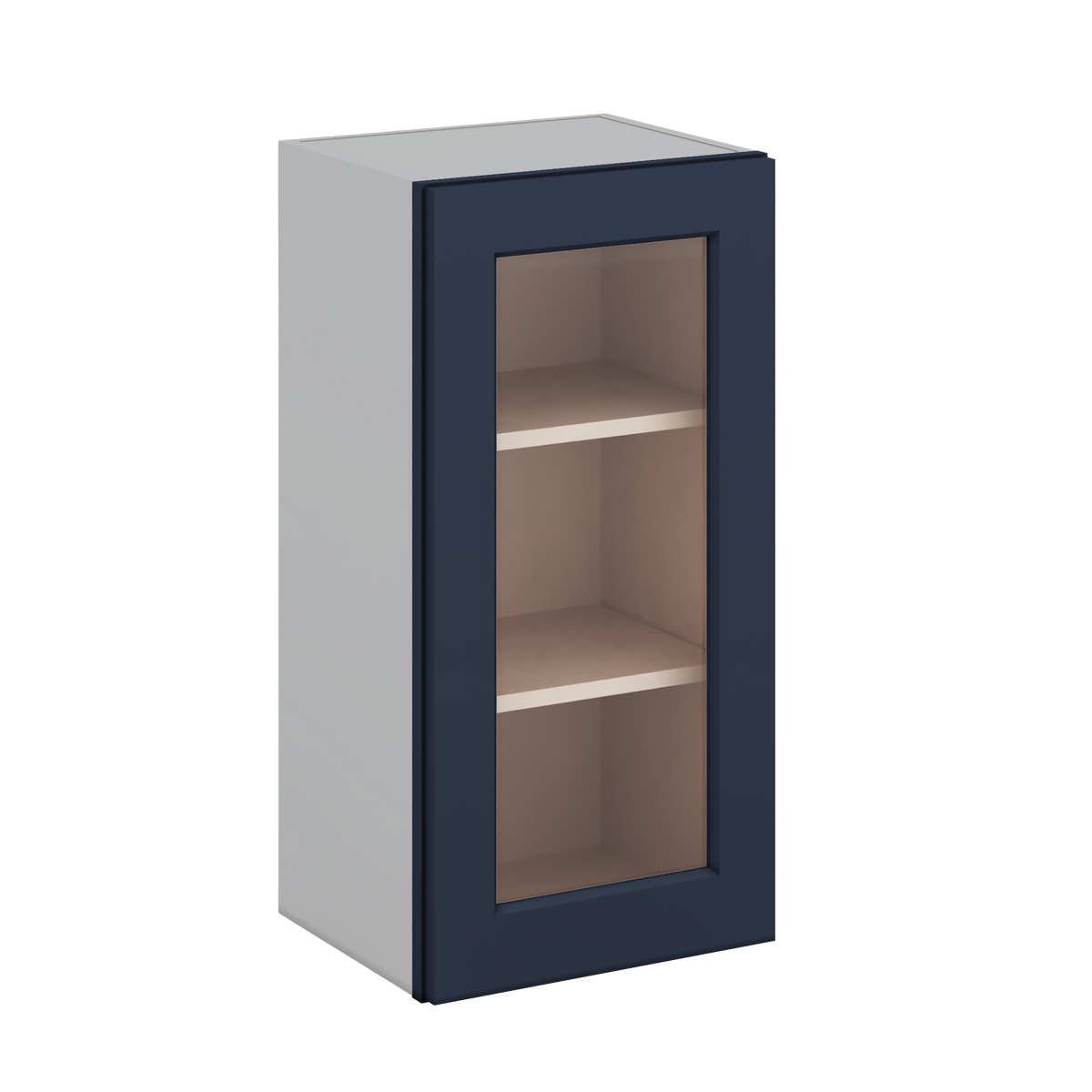 30" Tall NB29-Naval Blue Shaker 1-1/4" Overlay Glass Ready Wall Cabinet - Single Door 9", 12", 15", 18", 21" WIde