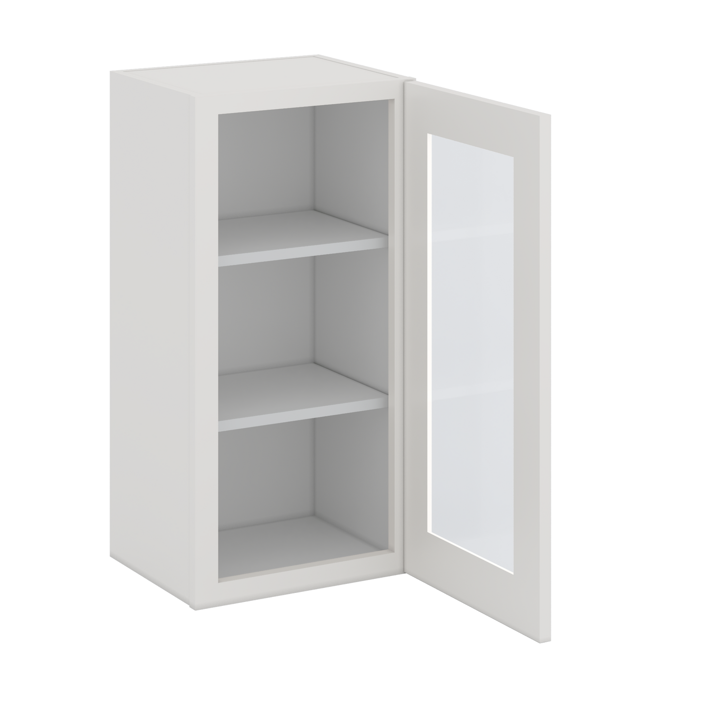30" Tall 2WS White Shaker 1-1/4" Overlay  Glass Ready Wall Cabinet - Single Door 9", 12", 15", 18", 21" WIde