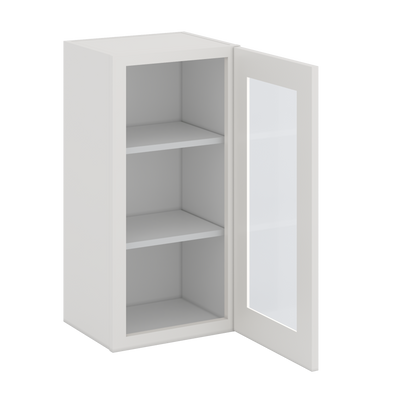 30" Tall 2WS White Shaker 1-1/4" Overlay  Glass Ready Wall Cabinet - Single Door 9", 12", 15", 18", 21" WIde