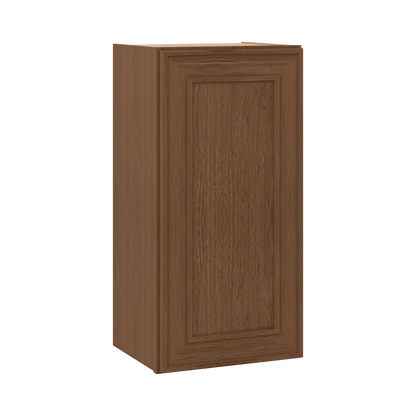 30" Tall Single Door 9", 12", 15", 18" & 21" Wall Cabinet Elegant Craftsman Mocha Shaker 1-1/4" Overlay Shaker