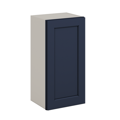 30" Tall NB29- Naval Blue Shaker 1-1/4" Overlay Wall Cabinet - Single Door 9", 12", 15", 18", 21" WIde