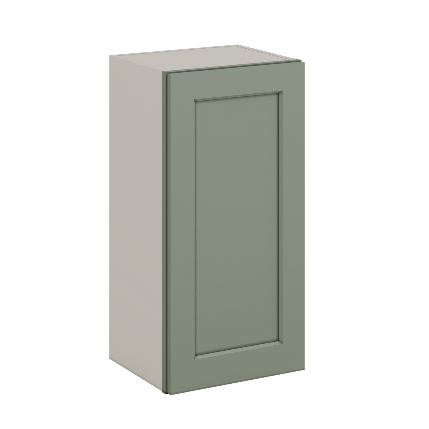 30" Tall Green Shaker 1-1/4" Overlay Wall Cabinet - Single Door 9", 12", 15", 18", 21" WIde
